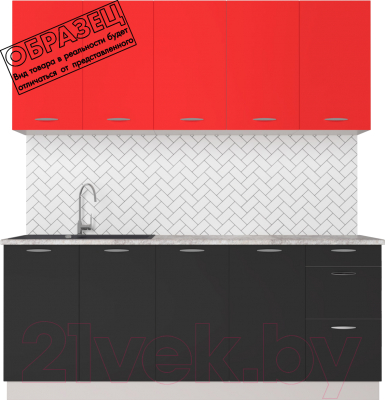 Готовая кухня Артём-Мебель Оля СН-114 ДСП 1.4м (красный/черный)