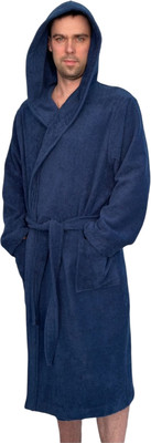 Халат Lilia Мужской махровый с капюшоном 25С-002М (р-р 44-46/182, темно-синий) - 