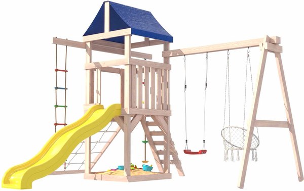 Игровой комплекс National Tree Company Fun Land для улицы и дачи с мини сеткой / ДНПМ-1 (не окрашен)