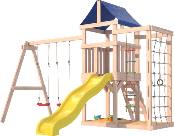 Игровой комплекс National Tree Company Fun Land для улицы и дачи с сеткой, стенкой и качелями / ДНПМ-6