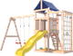 Игровой комплекс National Tree Company Fun Land для улицы и дачи с сеткой, стенкой и качелями / ДНПМ-6 (не окрашен) - 
