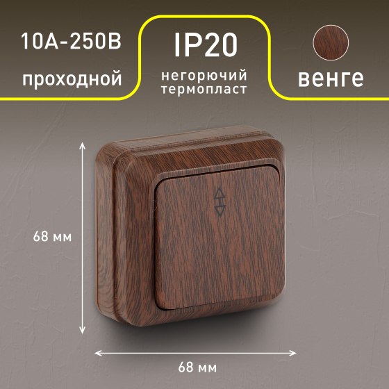 Выключатель INTRO Quadro 2-103-10 / Б0053753 (венге)