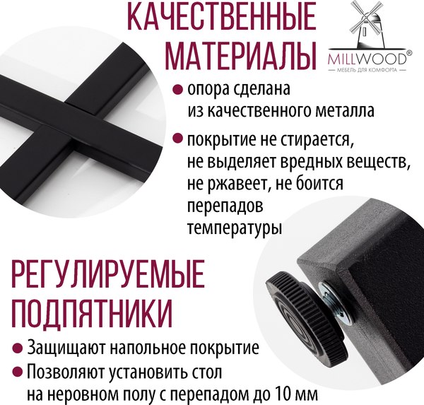 Купить Обеденный стол Millwood Лофт Орлеан Л D90x75 в Молодечно