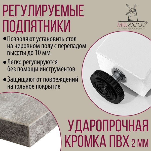 Купить Обеденный стол Millwood Шанхай Л18 160x80х75 в Гродно