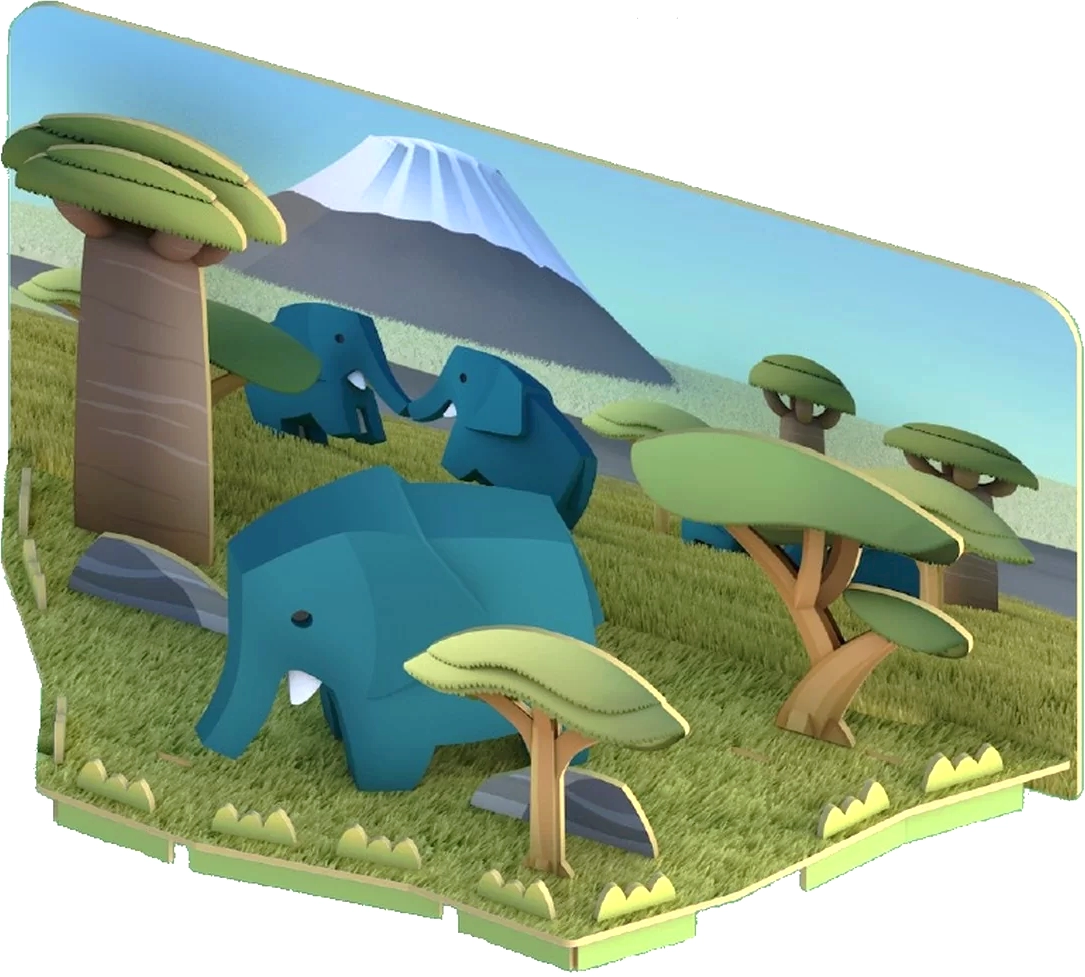 Игрушка-конструктор Halftoys Animal Слон с диорамой HA004