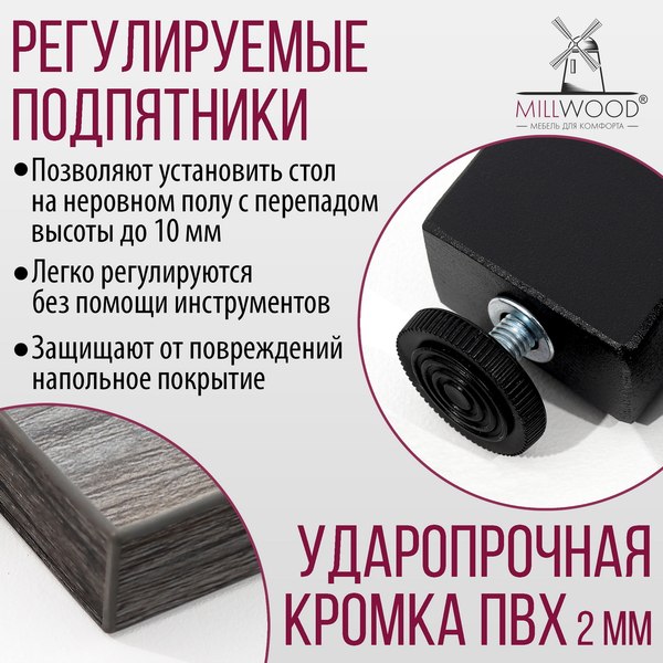 Купить Обеденный стол Millwood Шанхай Л18 100x70х75  