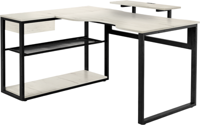 Компьютерный стол Millwood Каир Угловой 160x120х93.05 (дуб белый Craft/металл черный) - 