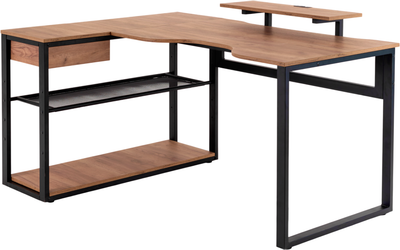 Компьютерный стол Millwood Каир Угловой 160x120х93.05 (дуб табачный Craft/металл черный) - 