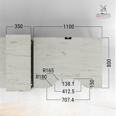 Купить Компьютерный стол Millwood Сплит с вырезом 2-хместный 254.6x80х110.8  