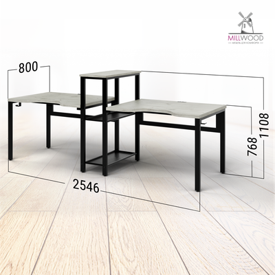 Купить Компьютерный стол Millwood Сплит с вырезом 2-хместный 254.6x80х110.8  