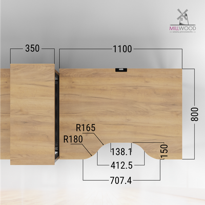 Купить Компьютерный стол Millwood Сплит с вырезом 2-хместный 254.6x80х110.8  