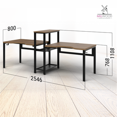 Купить Компьютерный стол Millwood Сплит с вырезом 2-хместный 254.6x80х110.8  