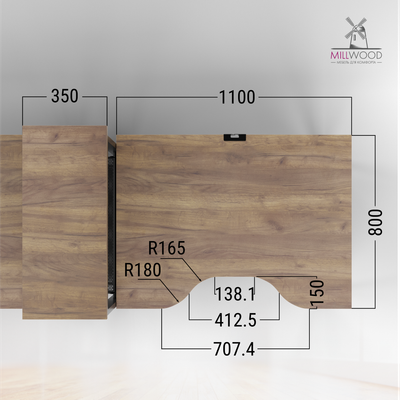 Купить Компьютерный стол Millwood Сплит с вырезом 2-хместный 254.6x80х110.8  