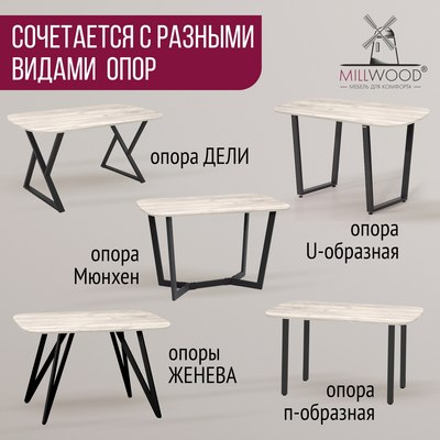 Купить Столешница для стола Millwood Закругленная 110x70x3.6  