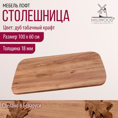 Купить Столешница для стола Millwood Закругленная 100x60x1.8  