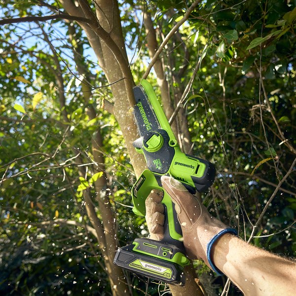 Пила цепная аккумуляторная Greenworks GD24CS15 бесщеточная 24V 15см / 2010107 (без АКБ и ЗУ, с автоматической смазкой цепи)