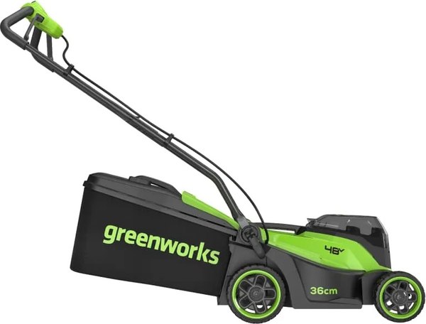 Газонокосилка аккумуляторная Greenworks GD24X2LM361 бесщеточная 2x24V 36см / 2520707UD (c 2-мя АКБ 4Ач и ЗУ)
