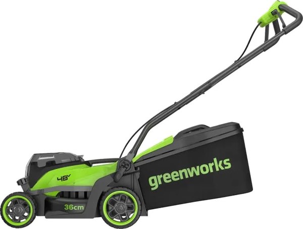 Газонокосилка аккумуляторная Greenworks GD24X2LM361 бесщеточная 2x24V 36см / 2520707UD (c 2-мя АКБ 4Ач и ЗУ)