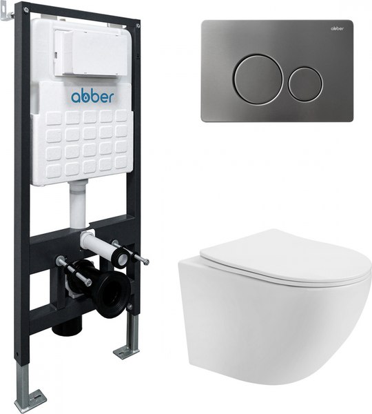 Унитаз подвесной с инсталляцией Abber Bequem AC1100T-AC0105-AC0121NG