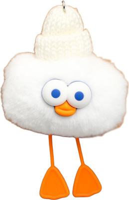 Брелок Sima-Land Пушистик на кольце. Чудик в шапке / 9934779 (белый) - 