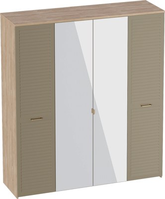 Шкаф Мебельград Гавана 4-хстворчатый 185.4x54.4x223 (дуб светлый натуральный/светло серый софт) - 