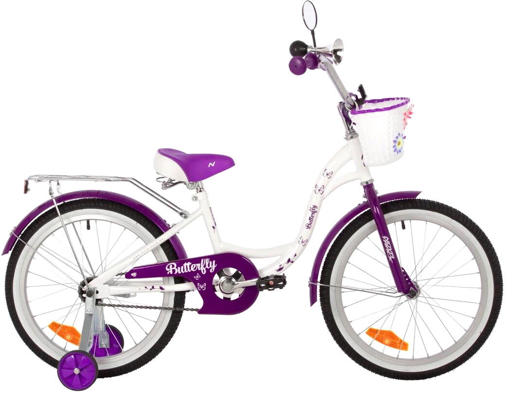 Детский велосипед Novatrack Butterfly / 207BUTTERFLY.WVL23 (белый/фиолетовый, разобранный, в коробке)