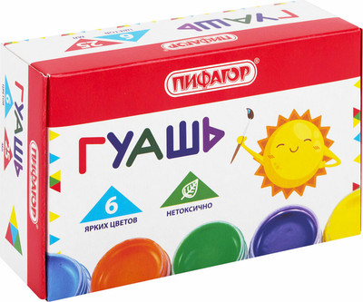 Гуашь Пифагор 192645 (6цв) -