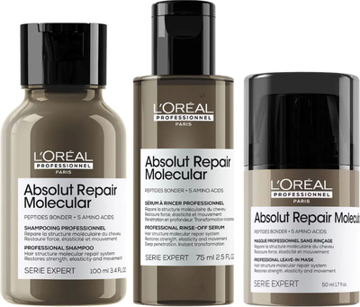 Набор косметики для волос L'Oreal Professionnel Molecular Шампунь 100мл+Сыворотка 75мл+Несмываемая маска 50мл - 