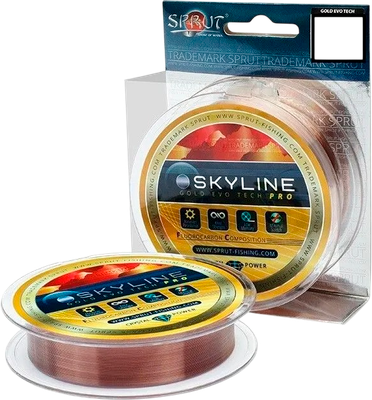 Леска флюорокарбоновая Sprut Skyline Fluorocarbon Composition Evo Tech Pro (золотой, 0.185мм, 5.85кг, 100м) - 