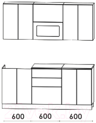 Готовая кухня Артём-Мебель Адель со стеклом МДФ глянец 1.8м (красный/черный глянец)