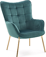Кресло мягкое Halmar Castel 2 (темно-зеленый/золото) - 