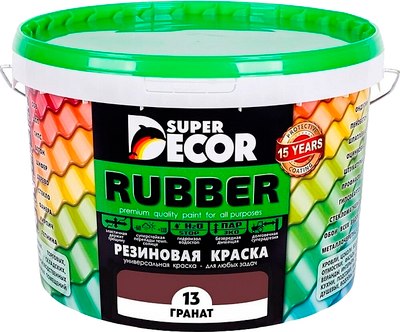 Краска Super Decor Резиновая №13 Гранат (3кг) - 