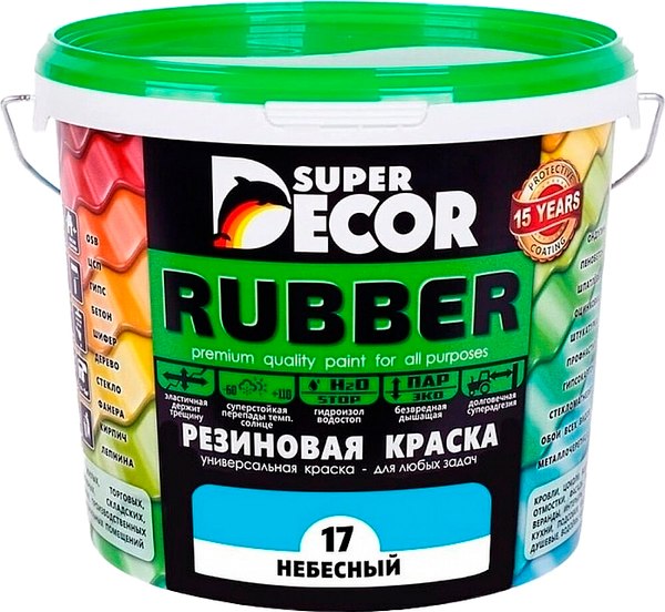 Краска Super Decor Резиновая №17 Небесный (6кг)