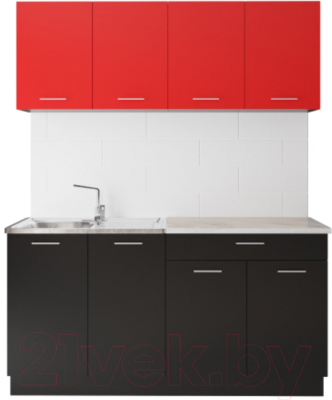 Готовая кухня Артём-Мебель Лана без стекла ДСП 1.4м (красный/черный)
