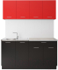 Кухонный гарнитур Артём-Мебель Лана без стекла ДСП 1.4м (красный/черный) - 