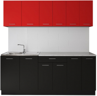 Готовая кухня Артём-Мебель Лана без стекла ДСП 2.0м (красный/черный) - 