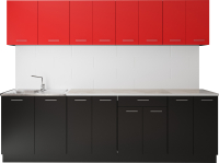 Готовая кухня Артём-Мебель Лана без стекла ДСП 2.6м (красный/черный) - 