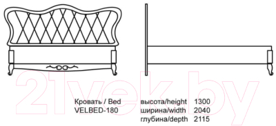 Двуспальная кровать Аква Родос VELBED-180 (слоновая кость)