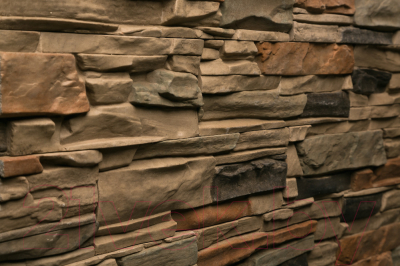 Декоративный камень бетонный Petra Олимпия угловой элемент 09П3.У (светло-коричневый/серый)