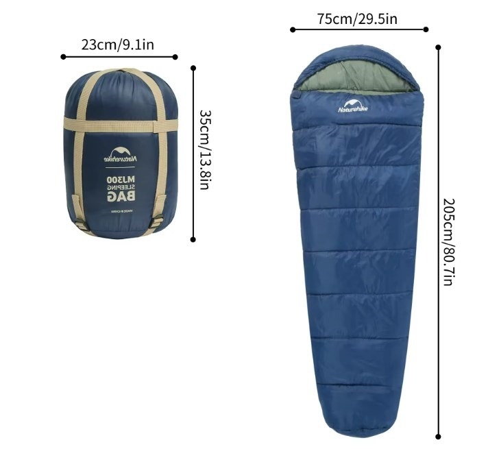 Спальный мешок Naturehike Mummy MJ300 / CNK2300SD014-NBL (синий) — фото 3