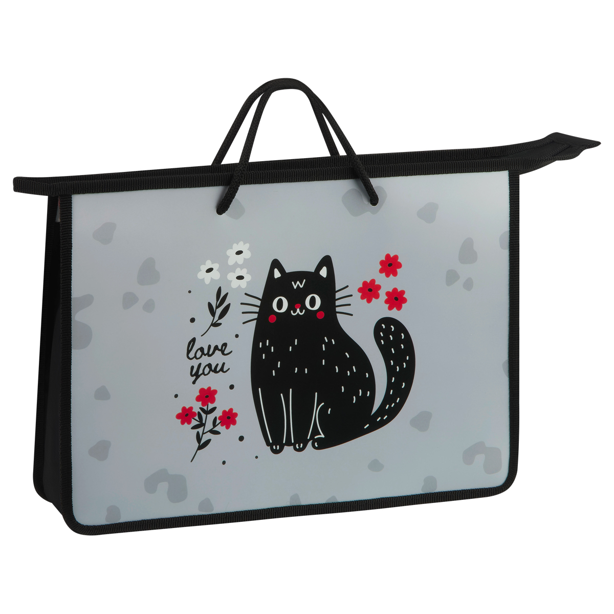 Папка-портфель ArtSpace Black Cat With Flowers / ПТ-15О70002