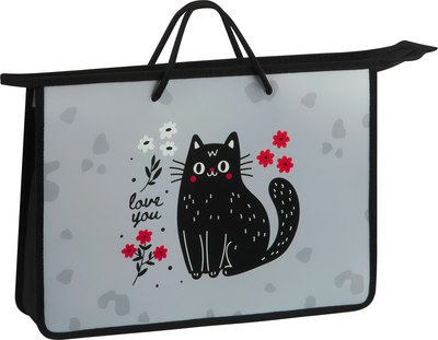 

Папка-портфель, Black Cat With Flowers / ПТ-15О70002