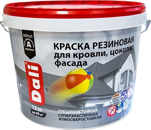 Краска DALI Резиновая для кровли/цоколя/фасада (12кг, зеленый мох RAL 6005)