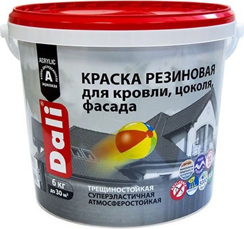 Краска DALI Резиновая для кровли/цоколя/фасада (6кг, серый графит RAL 7024)
