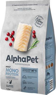 

Сухой корм для кошек, Monoprotein с белой рыбой / 121352