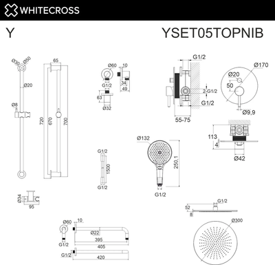 Душевая система Whitecross Y YSET05TOPNIB (брашированный никель)