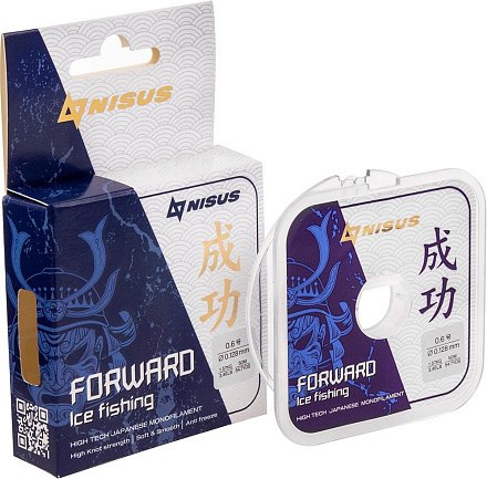 Леска монофильная Nisus Forward Ice Fishing 0.128мм Nylon Transparent / N-FIF-0.128-50 (50м)