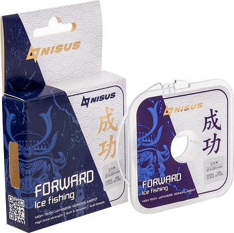 Леска монофильная Nisus Forward Ice Fishing 0.261mm Nylon Transparent / N-FIF-0.261-50 (50м)