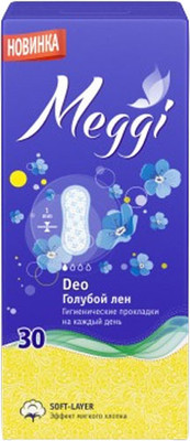 Прокладки ежедневные Meggi Panty Deo Голубой лен (30шт) -