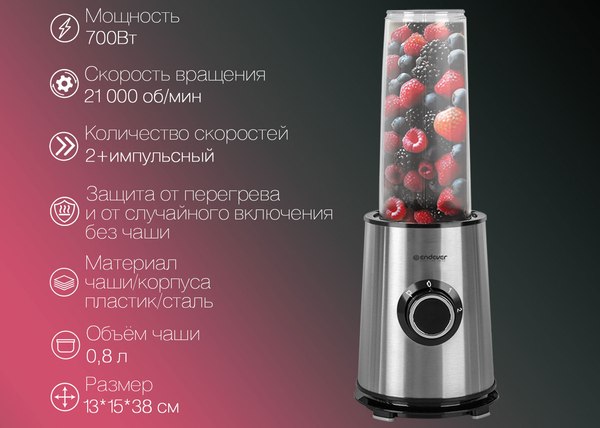 Блендер стационарный Endever Sigma-206 (стальной/черный)
